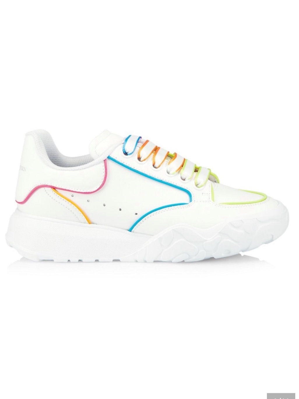 Alexander Mcqueen White Sneakers With Rainbow Piping